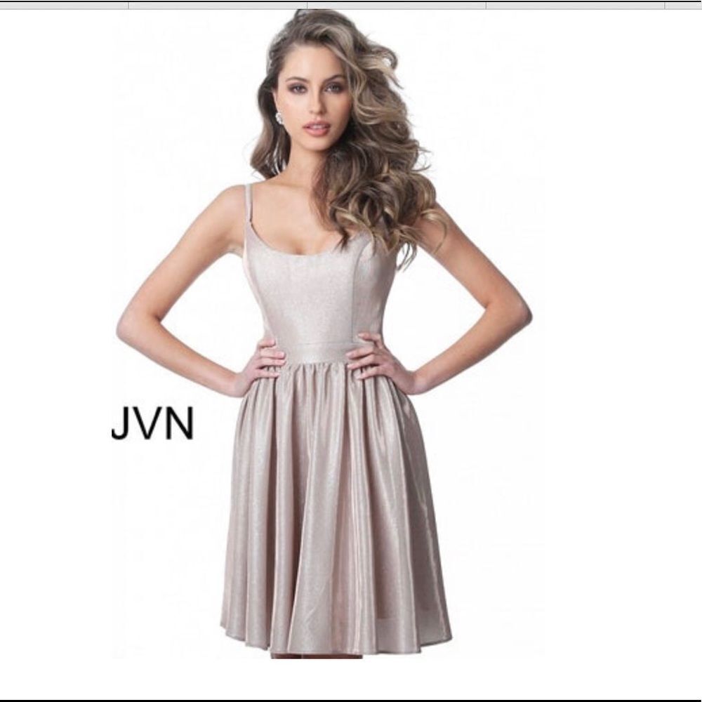 NEW! JOVANI JVN2190 sparkle nude scoop neckline homecoming short dress 6